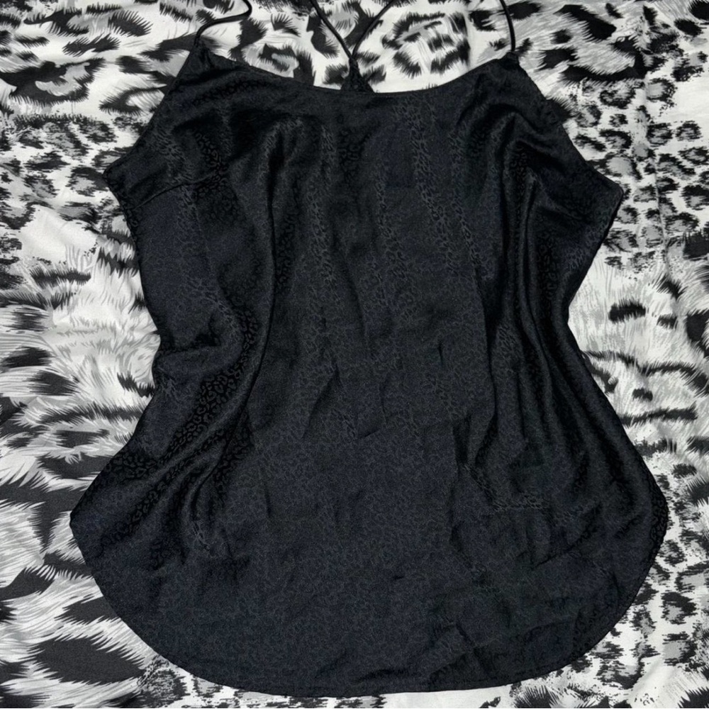 victoria's secret leopard print black satin top!